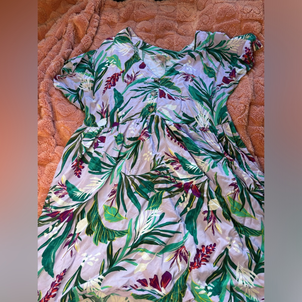 Purple Floral Dress with pockets